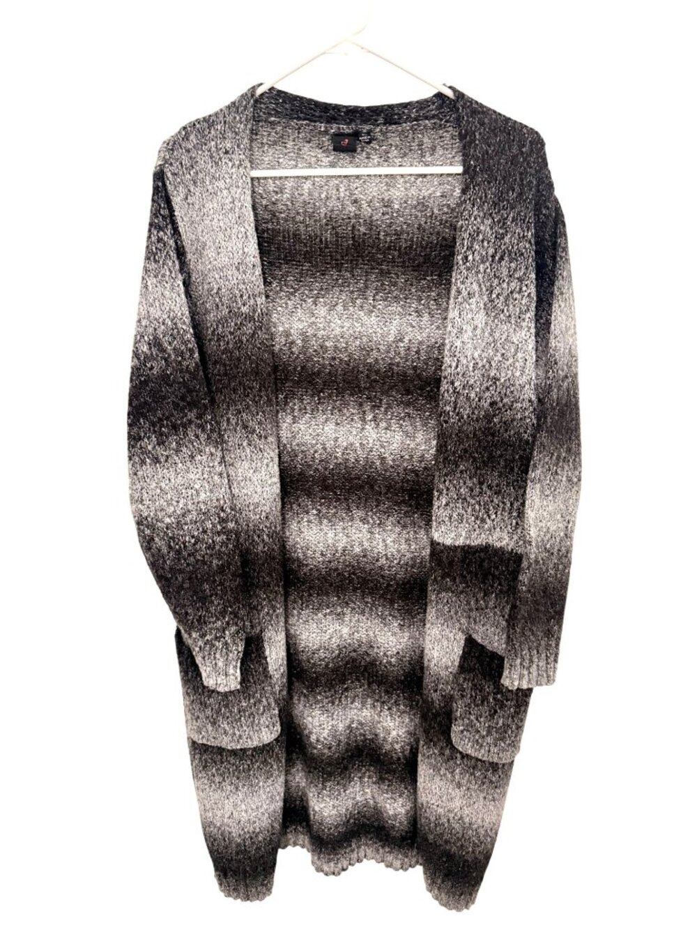 IJOAH Grey Black Chunky Cardigan Sweater Sz M/L